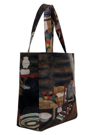 Femme Vegan Multicolore Large Tote Bag - Family Time Motif - 