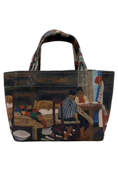 Femme Vegan Multicolore Medium Tote Bag - Family Time Motif - 