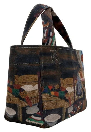 Femme Vegan Multicolore Medium Tote Bag - Family Time Motif - 
