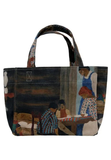 Femme Vegan Multicolore Medium Tote Bag - Family Time Motif - 