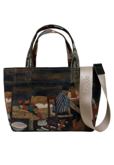 Femme Vegan Multicolore Medium Tote Bag - Family Time Motif - 