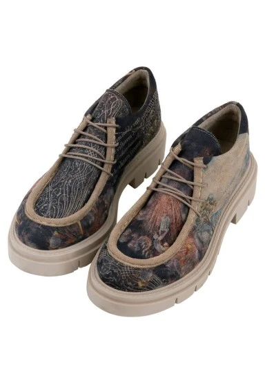 Femme Vegan Multicolore Mocassins - The Model Book of Calligraphy Motif - 