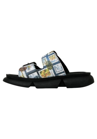Femme Vegan Multicolore Sandales - Scottish Highlands Motif - 