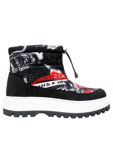 Femme Vegan Noir Bottes Longues - What Do U Want Motif - 
