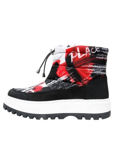 Femme Vegan Noir Bottes Longues - What Do U Want Motif - 