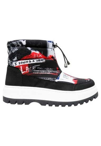 Femme Vegan Noir Bottes Longues - What Do U Want Motif - 