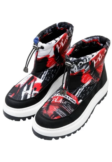 Femme Vegan Noir Bottes Longues - What Do U Want Motif - 