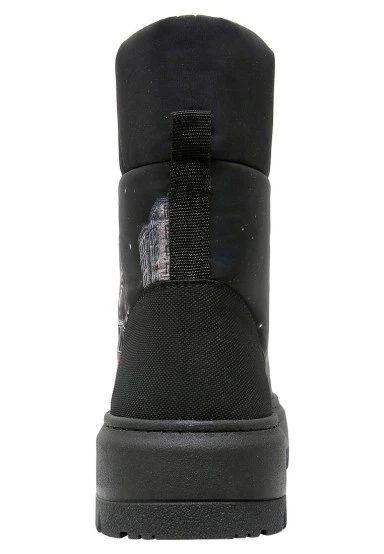 Femme Vegan Noir Bottes Longues - Paws on Taksim Motif - 