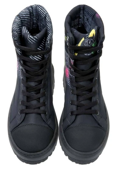 Femme Vegan Noir Bottes Longues - The Night is Still Young Motif - 