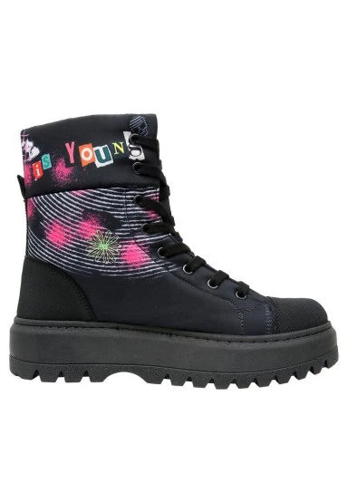 Femme Vegan Noir Bottes Longues - The Night is Still Young Motif - 