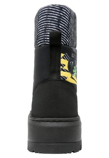 Femme Vegan Noir Bottes Longues - The Night is Still Young Motif - 