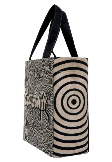Femme Vegan Noir Large Tote Bag - Warner Bros What's Up, Bag! Motif - 