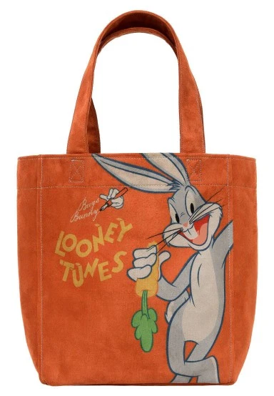 Femme Vegan Orange Large Tote Bag - Warner Bros Red Hot Bunny Motif - 