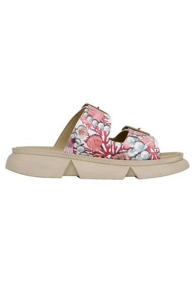 Femme Vegan Orange Sandales - Pearl Of Sea Motif - 