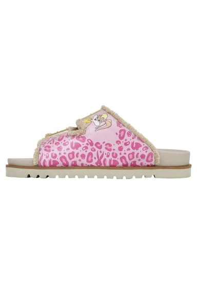 Femme Vegan Rose Léopard Chaussons - Warner Bros Looney Tunes Bugs Bunny Pink Leopard Bunny Motif - 