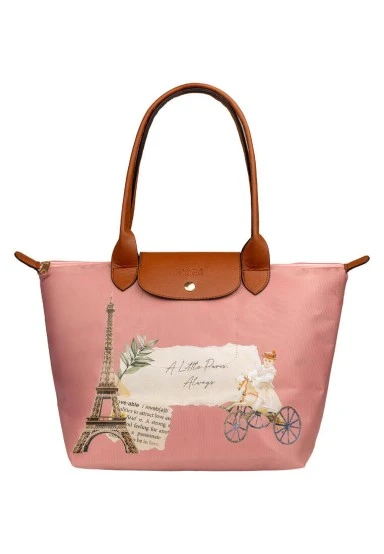 Femme Vegan Rose Large Sac à Main - A Little Paris Always Motif - 