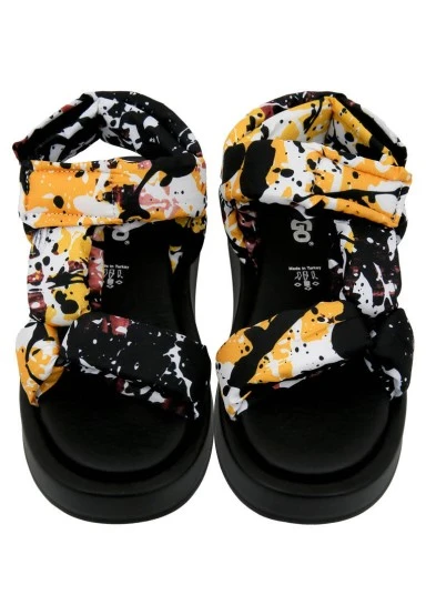 Femme Vegan Multicolore Sandales Compensées - Colors of Chaos Motif - 