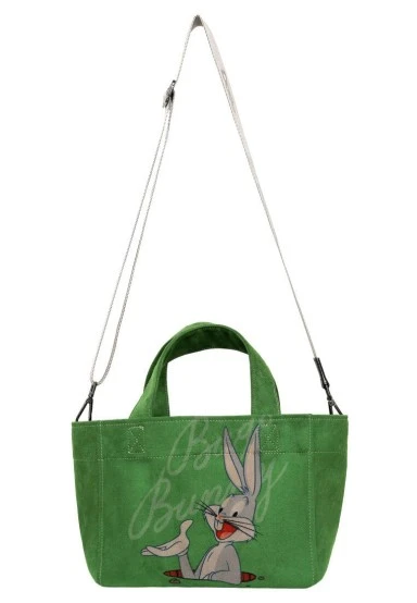 Femme Vegan Vert Medium Tote Bag - Warner Bros Bugs Bunny Bunny Talk Motif - 