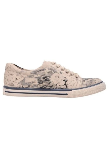 Homme Cuir Vegan Beige Baskets - Lion King Motif - 
