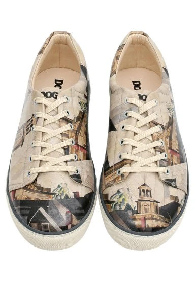 Homme Cuir Vegan Beige Baskets - Time to Ring the Bells Motif - 