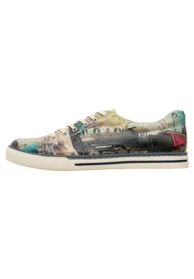 Homme Cuir Vegan Beige Baskets - Choose a Place Motif - 