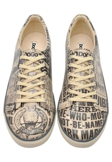 Homme Cuir Vegan Beige Baskets - Warner Bros Daily Prophet Harry Potter Motif - 