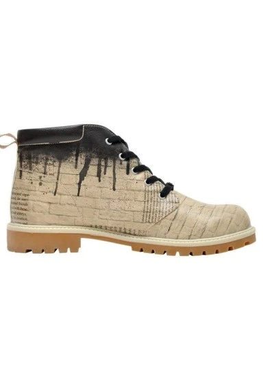 Homme Cuir Vegan Beige Bottines - The Right Path Motif - 