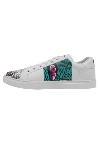 Homme Cuir Vegan Blanc Baskets - Kunsthalle Motif - 