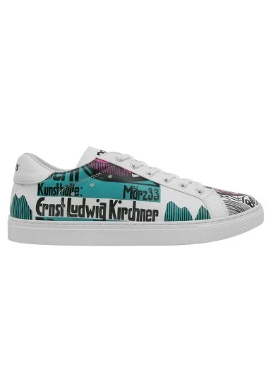Homme Cuir Vegan Blanc Baskets - Kunsthalle Motif - 