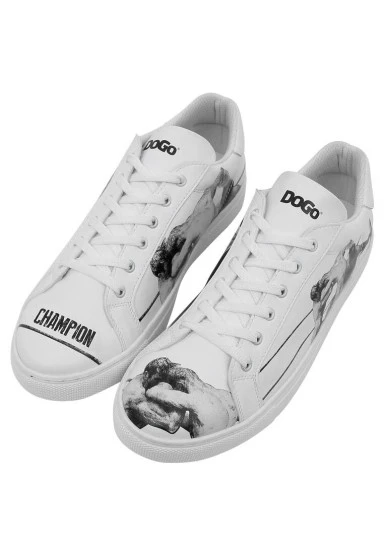 Homme Cuir Vegan Blanc Baskets - Champion Motif - 