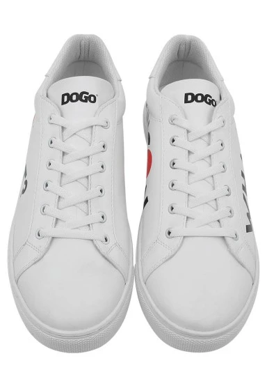 Homme Cuir Vegan Blanc Baskets - What's Next? Motif - 