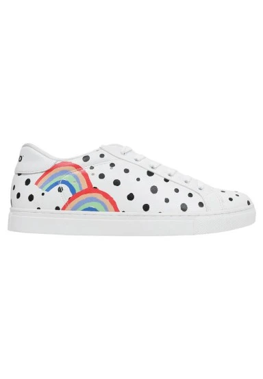 Homme Cuir Vegan Blanc Baskets - More Self Love Motif - 