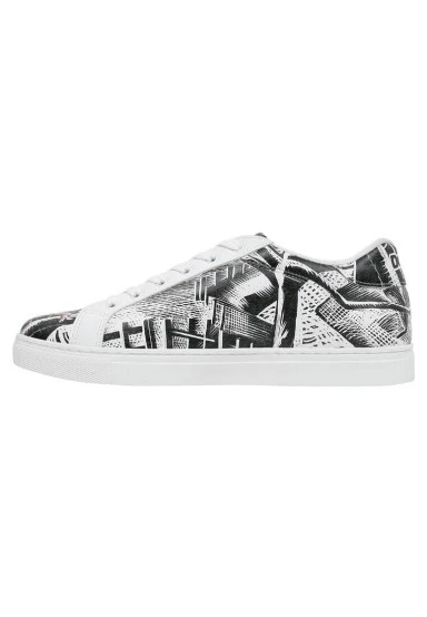 Homme Cuir Vegan Blanc Baskets - No Limits Motif - 