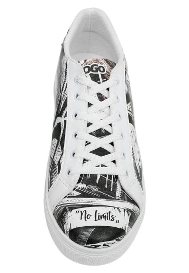 Homme Cuir Vegan Blanc Baskets - No Limits Motif - 