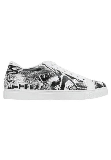 Homme Cuir Vegan Blanc Baskets - No Limits Motif - 