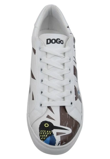 Homme Cuir Vegan Blanc Baskets - Knock Knock Motif - 