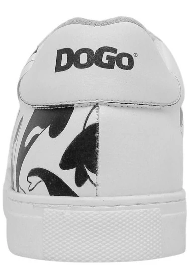 Homme Cuir Vegan Blanc Baskets - Flowing Orca Motif - 