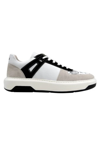 Homme Cuir Vegan Blanc Baskets - Lost Dream Motif - 