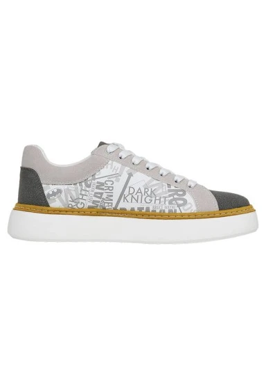Homme Cuir Vegan Blanc Baskets - Warner Bros Batman Collage Motif - 