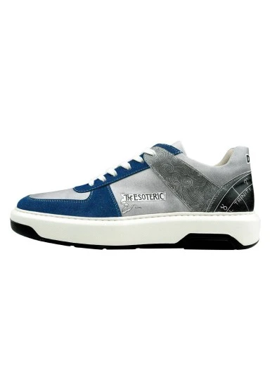 Homme Cuir Vegan Gris Baskets - Esoteric Motif - 