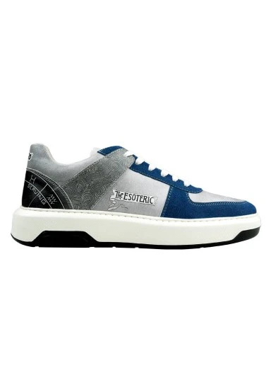 Homme Cuir Vegan Gris Baskets - Esoteric Motif - 