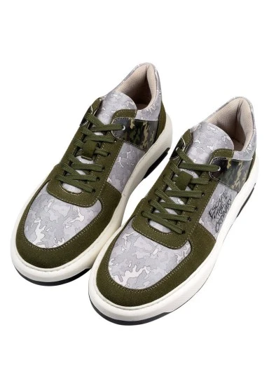 Homme Cuir Vegan Gris Baskets - Ordinary Camo Motif - 