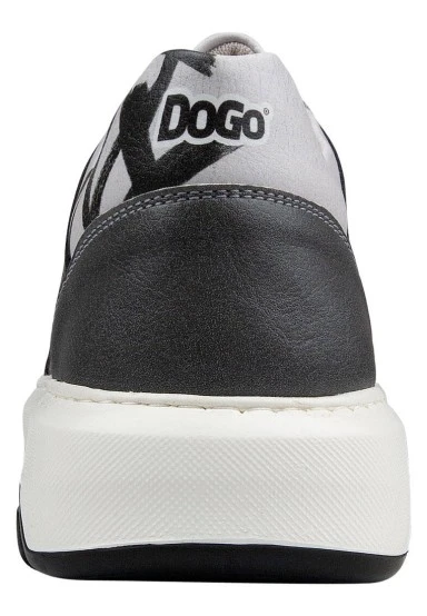 Homme Cuir Vegan Gris Baskets - Trouble Motif - 