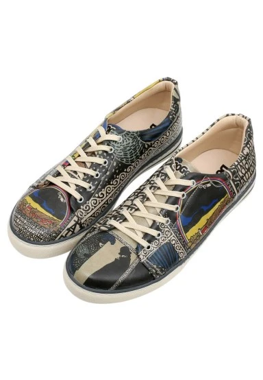 Homme Cuir Vegan Noir Baskets - Variete Nummer 11 Motif - 