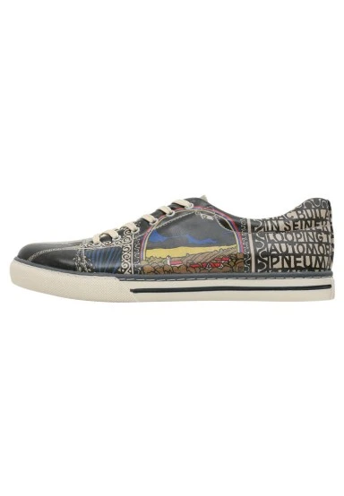 Homme Cuir Vegan Noir Baskets - Variete Nummer 11 Motif - 