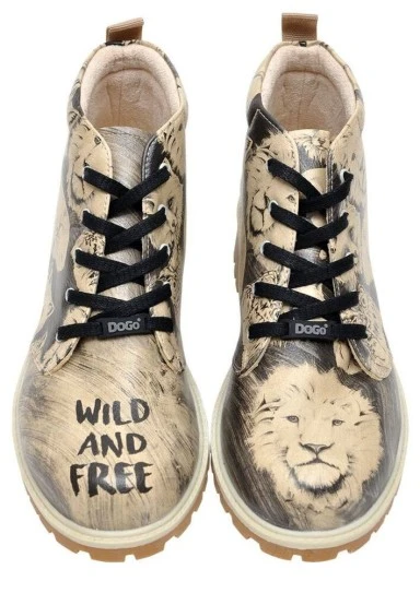 Homme Cuir Vegan Noir Bottines - Wild and Free Motif - 