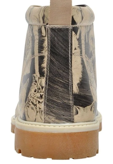 Homme Cuir Vegan Noir Bottines - Wild and Free Motif - 