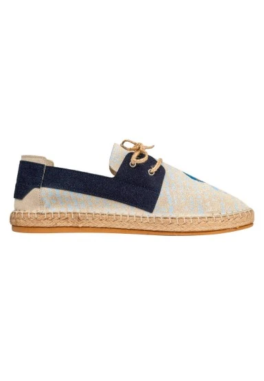 Homme Vegan Bleu Espadrilles à Lacets - Patches Motif - 