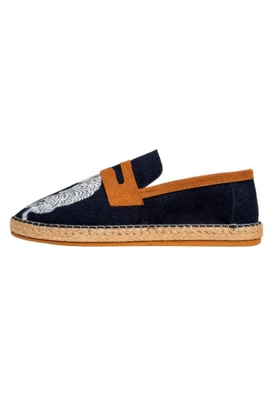 Homme Vegan Bleu Foncé Espadrilles - Uptown Tigers Navy Motif - 