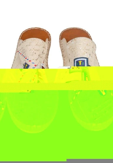Homme Vegan Crème Chaussons - Letters and Stamps Motif - 